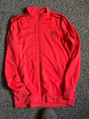 adidas Men’s Bright Red Track Jacket with Trefoil Logo